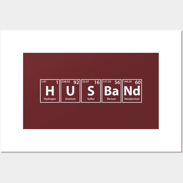 Husband (H-U-S-Ba-Nd) Periodic Elements Spelling Wall Art by cerebrands